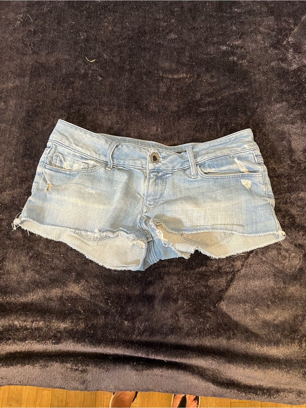 Black Orchid Light Blue Distressed Denim Cutoff Shorts